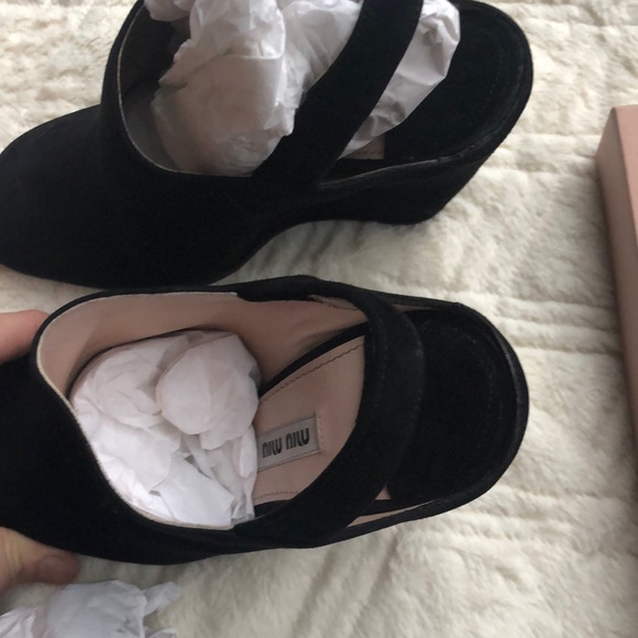 New miu miu Black suede leather mule heels black - Picture 7 of 8